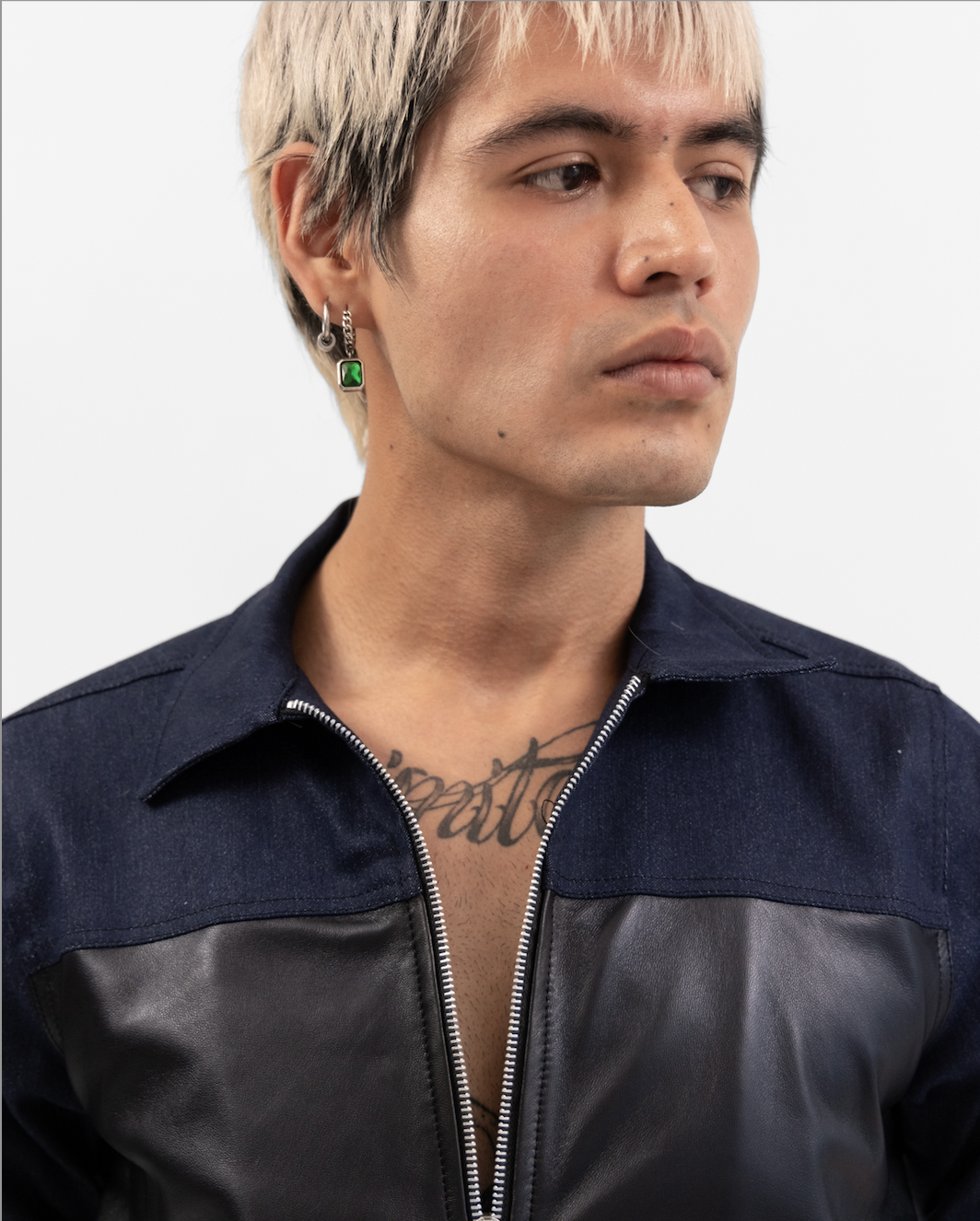 Denim & leather Moto Jacket