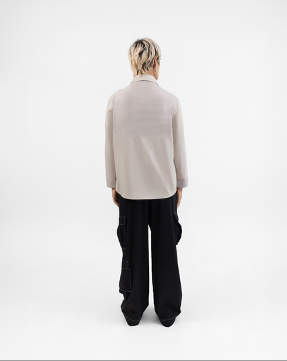 Beige zipper overshirt