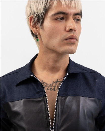 Denim & leather Moto Jacket