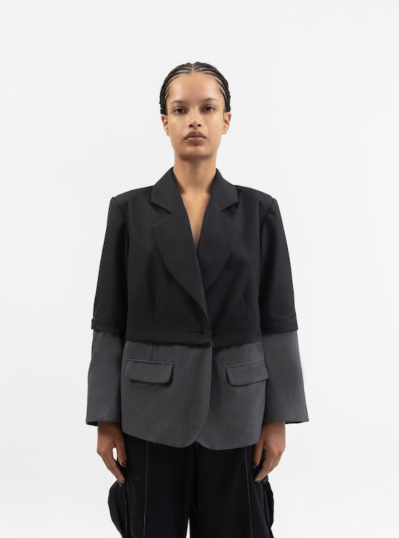 Transformable Black and Gray Blazer